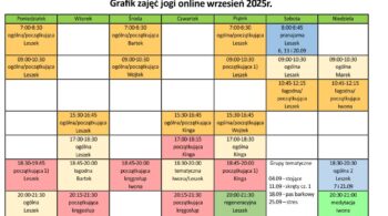 Grafik jogi online we wrześniu 2025