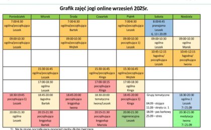 Grafik jogi online we wrześniu 2025